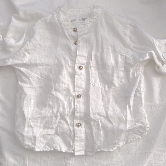 Cute white linen style shirt and grey pants! - Picture 2 of 2